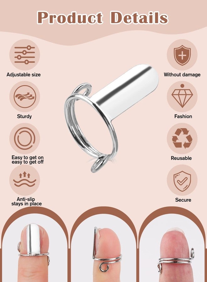 EBANKU 20PCS Wudu Nail Rings, Silver, Adjustable, Reusable, Detachable, Women Gift Set with 120PCS Adhesive Nail Tabs for Acrylic Nail Art Decoration - Image 5